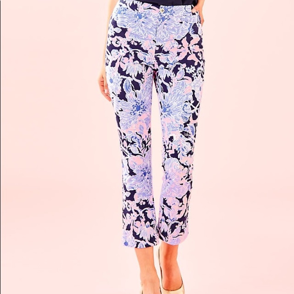Lilly Pulitzer womens Kelly Crop Flare pant amore please print NWT size 2